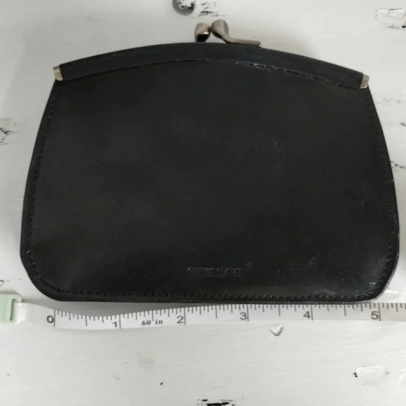 Fossil Wallet Clutch in Black Party Evening Wallet Leather Fur Kisslock - Picture 5 of 6